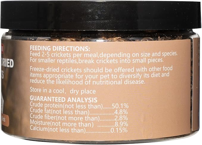 Freeze Dried Crickets – 2.8 Oz High Protein Freeze Dried Crickets, Food for Reptiles, Bearded Dragons, Lizards, Geckos, Birds, Fish,Hedgehogs, Bearded Dragon Food-PawvioPets