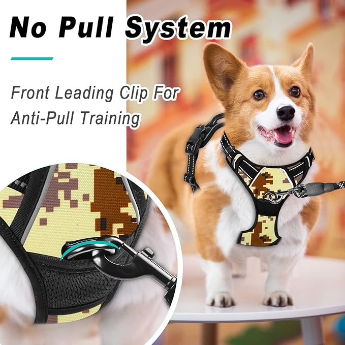 BARKBAY No Pull Dog Harness Large Step in Reflective Dog Harness with Front Clip and Easy Control Handle for Walking Training Running(Desert camo,XL)-PawvioPets