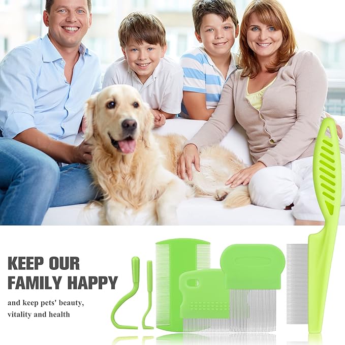 Cat & Dog Grooming Set - Fine Tooth Comb For Grooming And Removing Dandruff Flakes Remove Float Hair Tear Marks (green)-PawvioPets