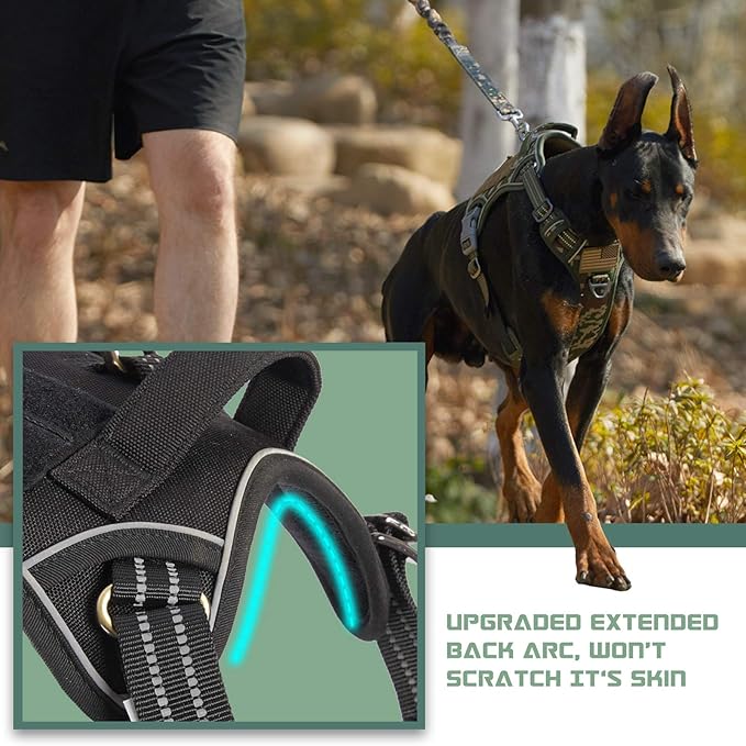BUMBIN Tactical Dog Harness for Large Dogs No Pull, Famous TIK Tok No Pull Dog Harness, Fit Smart Reflective Pet Walking Harness for Training, Adjustable Dog Vest Harness with Handle Black XL-PawvioPets