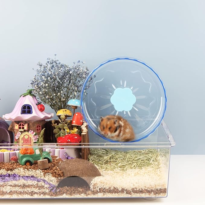 Bucatstate Super Silent Hamster Wheel Hamster Accessories Hamster Running Toys Small Animals Exercise Wheels Transparent 10.2 Inches-PawvioPets