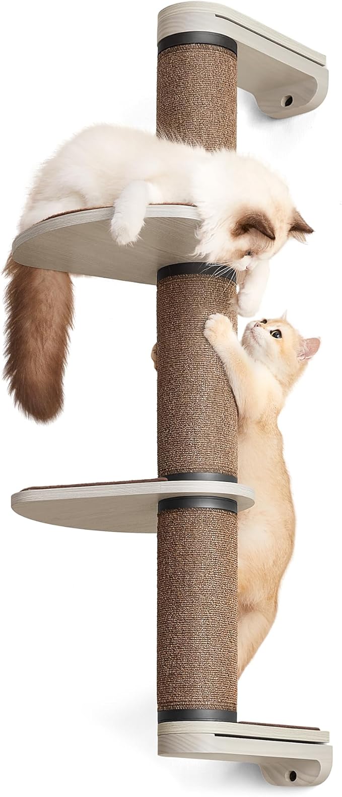 Feandrea Clickat Collection - No.006 Cat Tree Scratching Post, 39.7-Inch Tall Thicker Wall Mounted Cat Scratcher Posts, 2 Cats Perch Platform, Easy Assembly, Suit for Multi Cats Climb Play Nap Scratch-PawvioPets