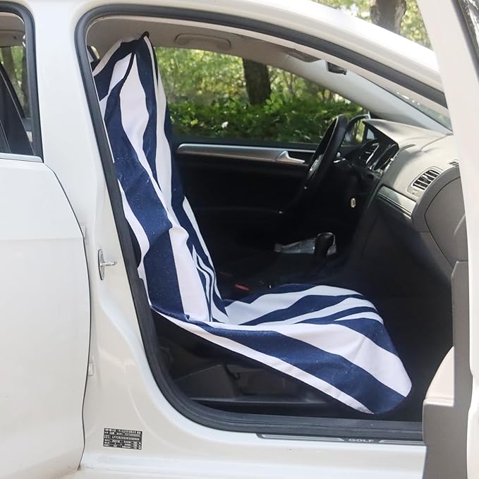 Car Seat Cover Protector Front Seats,for Gym Workout,Running,Swimming,Beach and Hiking,Waterproof Sweat Towel Bucket Seat Covers for Cars SUV Trucks (Blue Stripe, 2Pcs)-PawvioPets