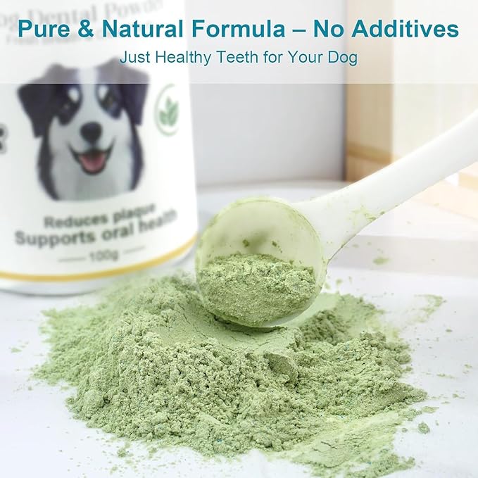 Dog Teeth Cleaning Powder 100g Fights Plaque & Tartar Freshens Breath All-Natural Ingredients for Dogs of All Breeds and Ages Easy to Use Dog Dental Powder-PawvioPets