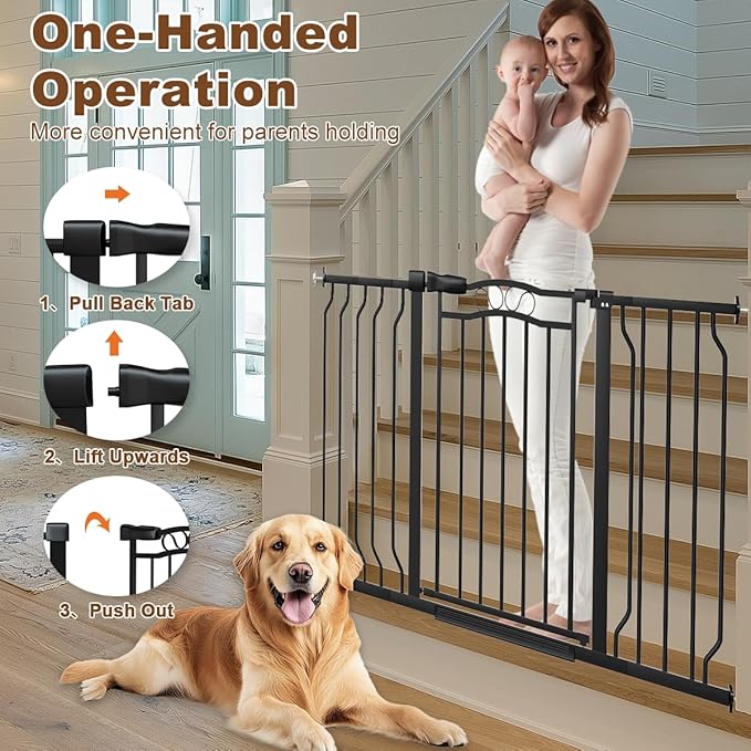 30" Tall Narrow Baby Gate for Doorways No Drill 29.5-33.8" Wide, Auto Close Press Mounted Baby Gate Indoor for Kids, Walk Through Pet Gates for Stairs, Black-PawvioPets