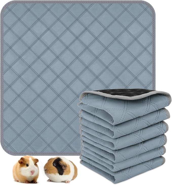 6 Packs Washable Guinea Pig Cage Liners, Waterproof Guinea Pig Pee Pads Reusable Absorbent Bedding Anti Slip Mats for Small Animals Bunny Rabbit Hamster (12 x 12in)-PawvioPets