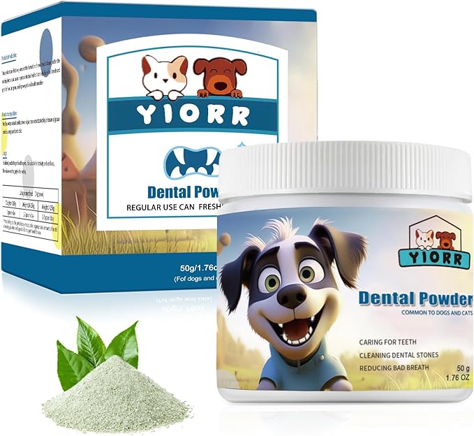 Dog Dental Powder - Dog Teeth Cleaning Powder,Pet Breath Freshener for Teeth Cleaning,Tartar Remover & Reduces Plaque & Bad Breath,Dental Care Supplies for Dogs Cat-Beef Flavor 50g-PawvioPets