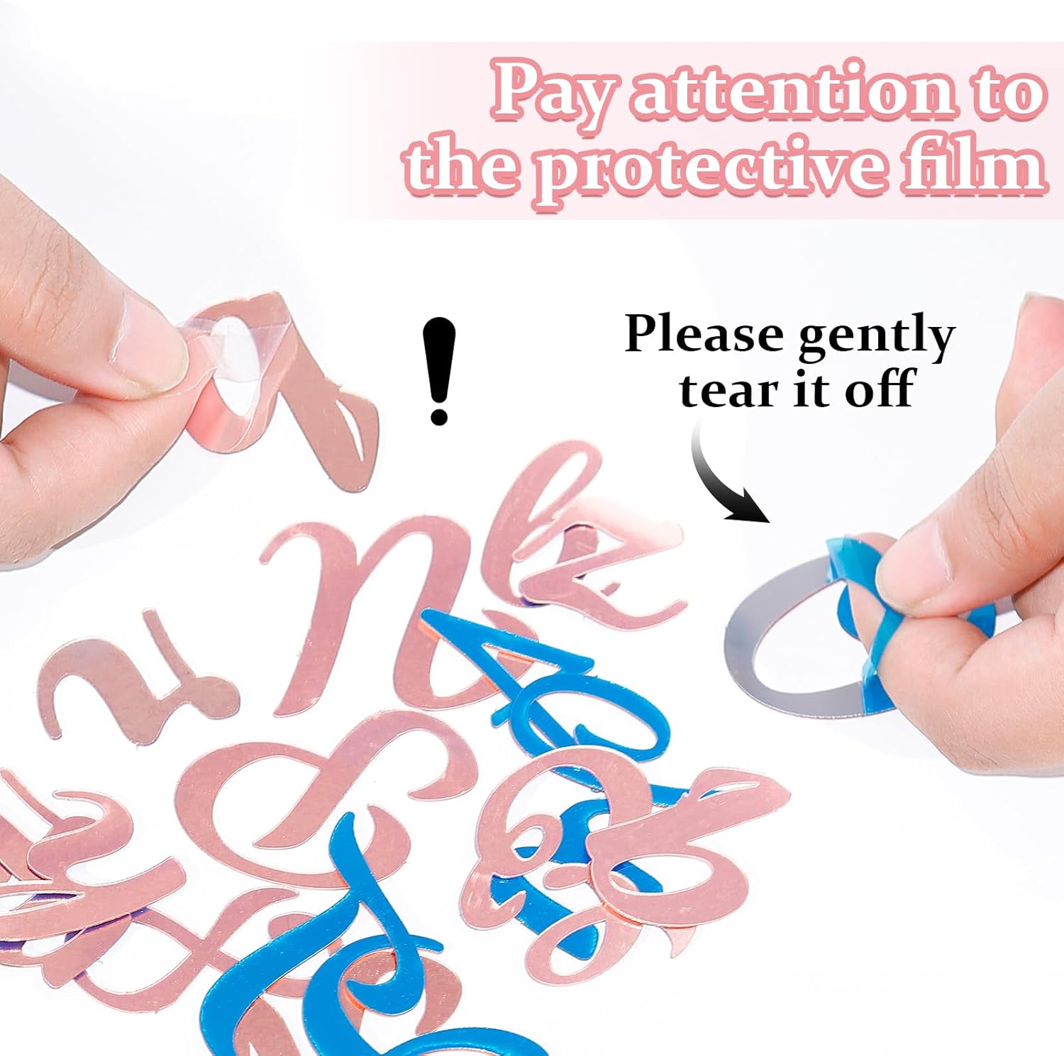 126 PCS Custom Name Cake Topper Acrylic Letters DIY Personalized A-Z & 0-9 Number Alphabet Cake Decoration For Wedding Anniversary Baby Shower Party Birthday Supplies (Rose Gold)