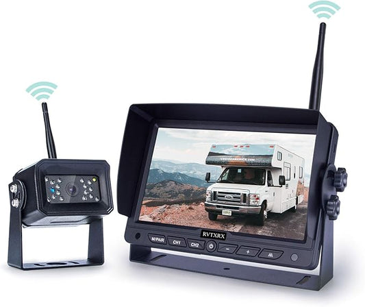 Digital Wireless Backup Camera Kit, 7 Inch Display and 720P HD Resolution, Wide Angle Rear View Camera with Night Vision, 190ft Wireless Reverse Camera System Suitable for Truck, Motorhome, 5th Wheel-PawvioPets