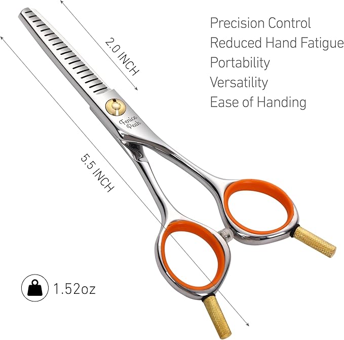 Fenice Peak 5'' Small Thinning Scissors Lightweight Dog and Cat Grooming Scissors with Safety Round Tip JP440C Stainless Steel Sharp Blades for Body Facial Nose Ear and Paw Hair Easy Use-PawvioPets