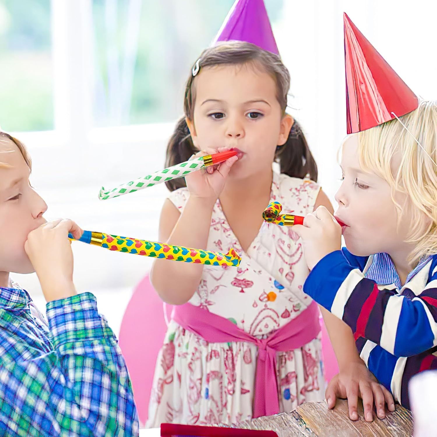 LovesTown 40PCS Party Blowers, Colorful Birthday Noisemakers Birthday Blow Horns Party Whistles New Years Party Noisemakers Party Blowouts