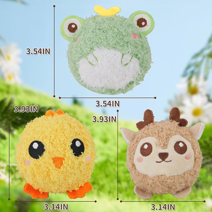 DKING 3Pack Squeaky Dog Balls,2 in1 Funny Puppy Ball Toys,Birthday Dog Toy for Small Medium Dogs (Farm Ball)-PawvioPets