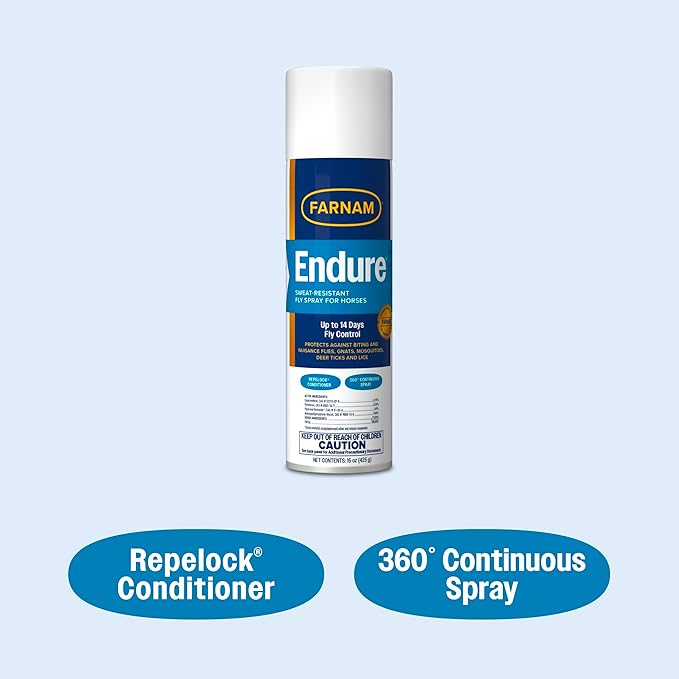 Farnam Endure Sweat-Resistant Fly Spray for Horses, Protects Against Lyme Disease, 15 oz-PawvioPets