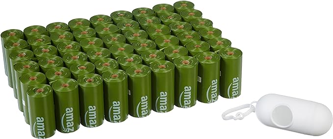 Amazon Basics Leak Proof Dog Poop Bags with Dispenser and Leash Clip, Unscented, 13 x 9 Inches - 810 Count (15 Bags per Roll, 54 Rolls)-PawvioPets