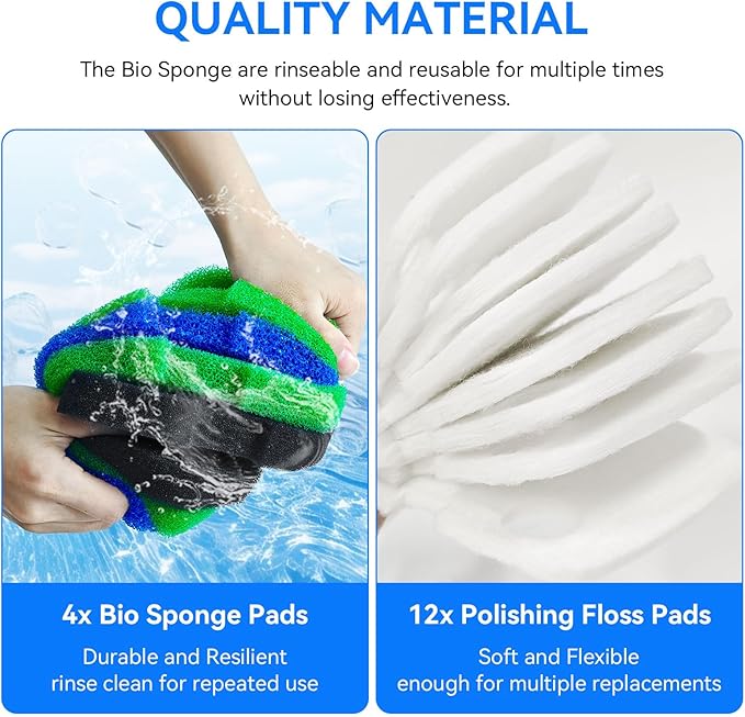 Canister Filter Pads Compatible with Penn Plax Cascade 1200/1500 CCF4UL/CCF5UL Replacement Canisters Filters Sponges for Aquariums Fish Tank Turtle Tank-PawvioPets