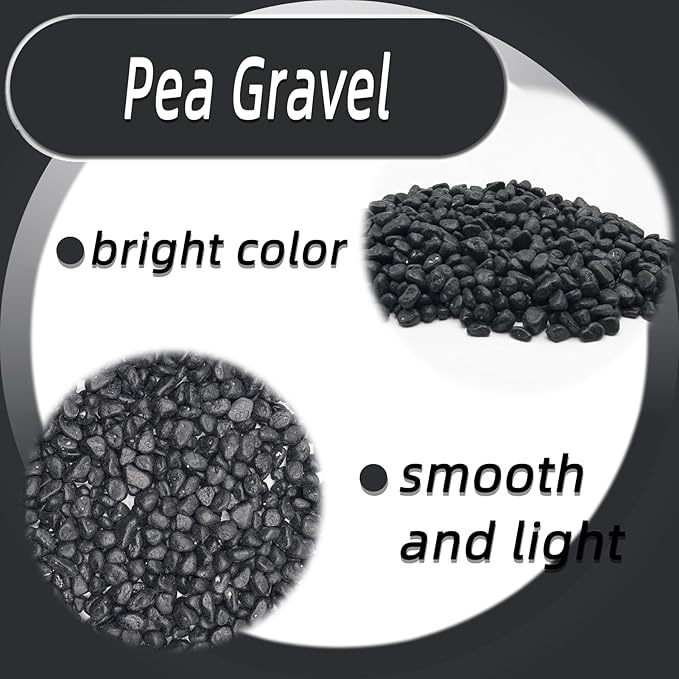 Black Pebbles for Crafts, 0.9 Pound Natural Polished Aquarium Gravel, Decorative Pebbles for Indoor Plants, Turtle Tank, Vase, Succulents Cactus, Garden Landscaping-PawvioPets