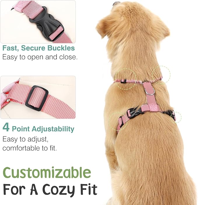 Dog Seat Belt, Safety Vest Dog Car Harness with Adjustable Buckle Dog Seat Belt for Vehicle Nylon Pet Safety Seat Belts Heavy Duty(M, Pink Daisy)-PawvioPets