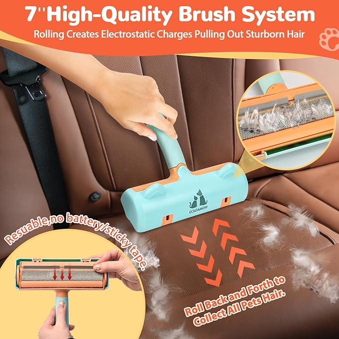 5 PCS Pet Hair Removal Tool, Roller Dog Hair Removers for Couch, Retractable Pet Hair Carpet Scraper Rack, Reusable Cat Hair Remover for Bed, Rugs, Stairs, Furniture-PawvioPets