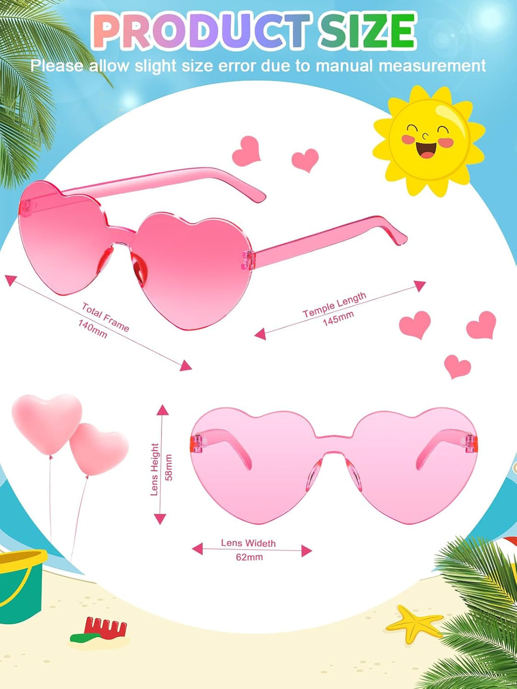 12 Pairs Heart Shaped Sunglasses for Women Colorful Glasses Fun Trendy Transparent Heart Sunglasses Party Favor (Mixed Colors)