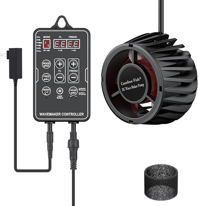 Carefree Fish Magnetic Aquarium Wave Maker Quiet and Powerful DC 24V Powerhead with Digital Led Display Controller Submersible Water Inverter Circulation Pump for Freshwater and Saltwater-PawvioPets