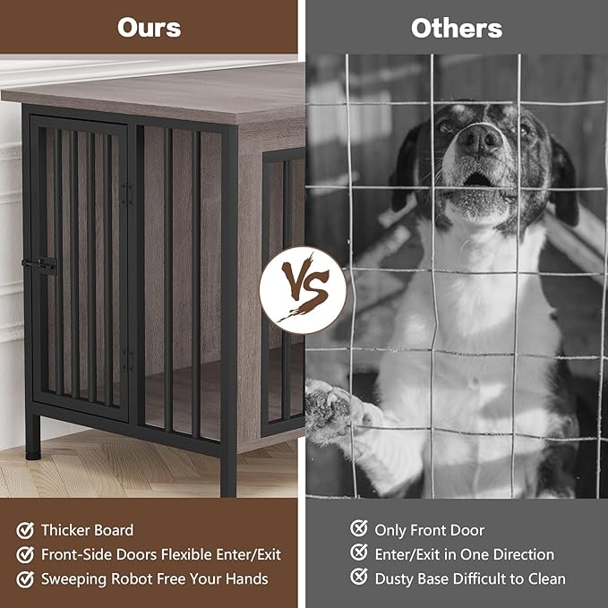 EasyCom 31.5" Small Dog Crate Furniture, Chew-Resistant Dog Crates for Small and Medium Dogs, Dog Kennel Furniture Indoor with 2 Doors and 3.94" Raised Feet, as TV Stand, End Table, Crate Table-PawvioPets
