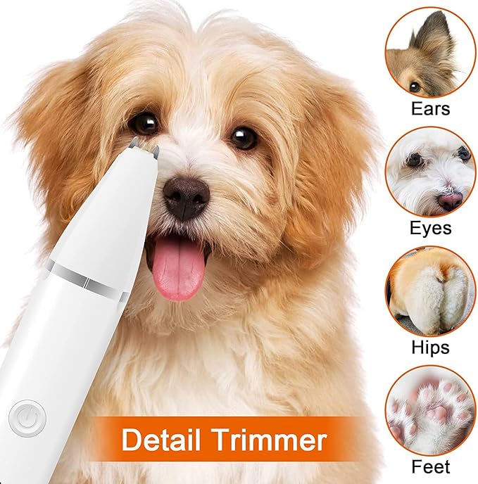 Dog Clippers Grooming Kit Hair Clipper-Low Noise Paw Trimmer- Rechargeable - Cordless Quiet Nail Grinder Shaver for Cats and Other Pets-PawvioPets