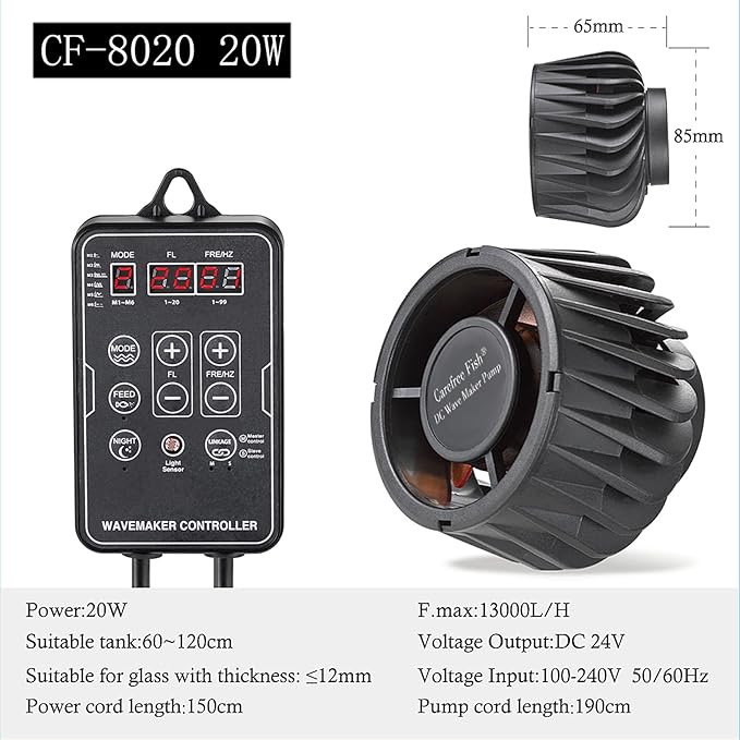 Carefree Fish Magnetic Aquarium Wave Maker Quiet and Powerful DC 24V Powerhead with Digital Led Display Controller Submersible Water Inverter Circulation Pump for Freshwater and Saltwater-PawvioPets