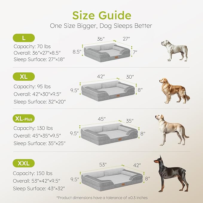 Extra Large Dog Bed, Orthopedic Dog Bed with Cooling Gel Memory Foam, Waterproof XL Pet Bed with Removable Washable Cover, 42" Pet Sofa Couch Dutch Velvet with Bone Toy, Light Gray-PawvioPets