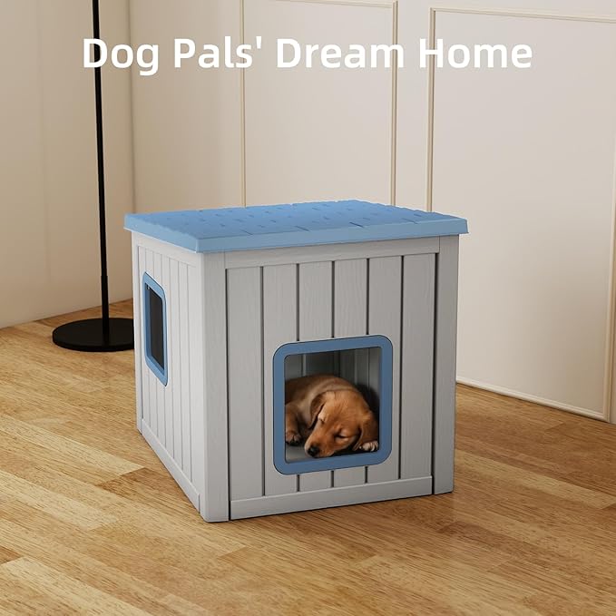 Dog House Small Dog Houses Outdoor with Sloped Roof Waterproof Ventilated Design Easy to Clean Elevated Floor Easy Assembly for Middle Sized Dogs-PawvioPets