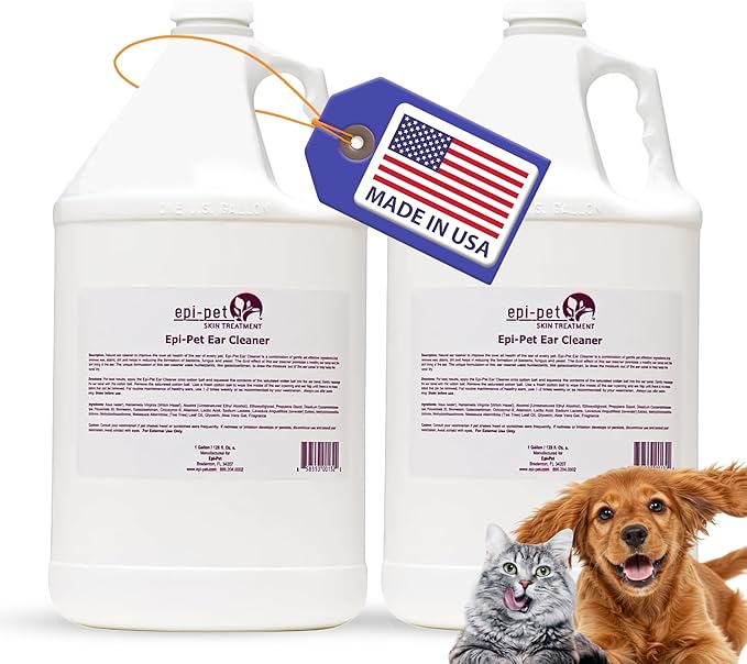 Dog & Cat Ear Cleaner Solution with Aloe Vera & Tea Tree Oil – Removes Itchy Ear Wax, Debris, Odor – Ears Wash, Drops & Flush for Pets, Dog Ears Cleaning, Cat Cleaner, 16 oz- 2 Gallons-PawvioPets