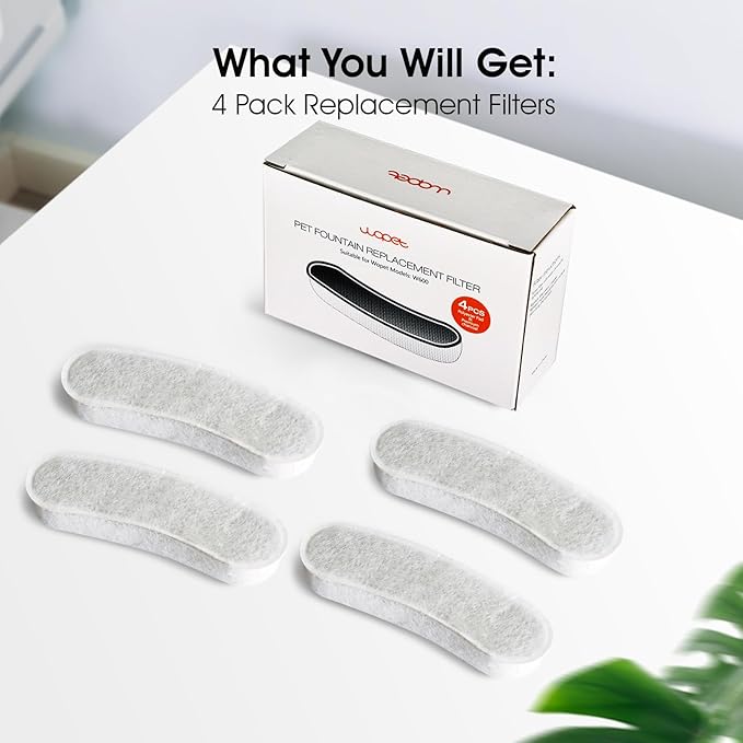Dog Water Fountains by WOPET, 4 Pcs Pet Water Fountain Filters for W600 Dog Fountain, Large Dog Fountain Filter Replacement Cats,Pets-PawvioPets