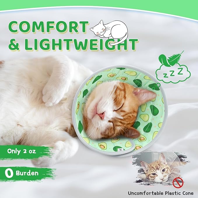 Cat Cone Collar Soft to Stop Licking, Adjustable, Foldable Lightweight Kitten Cones After Surgery Recovery for Cats & Kittens, Cat Cone Alternative (Light Green, S)-PawvioPets