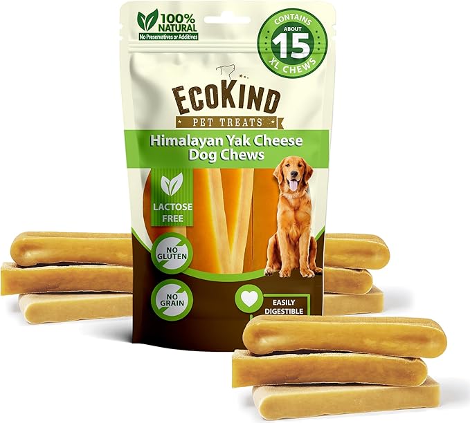 EcoKind Premium Gold Monster Yak Cheese Himalayan Dog Chew, Dog Treats Large Breed, All Natural, High Protein, for Aggressive Chewers, XL - 15+ Chews (5 lbs)-PawvioPets