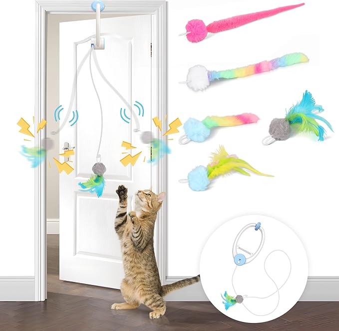 5 Pack Cat Toy Replaceable Feathers for Interactive Cat Toys with Remote Control, Cat Feather Toys Attachments for Indoor Cats Exercise and Play (Not Include Cat Toy, Only Accessories)-PawvioPets