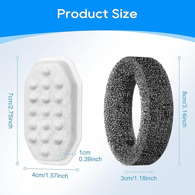 16+16 Pack Pet Water Fountain Filter Compatible with Rellaty & Fit for Neareal 108oz/3.2L Automatic Dog Water Dispenser, Cat Filters for Fountain Cat Bowl-PawvioPets