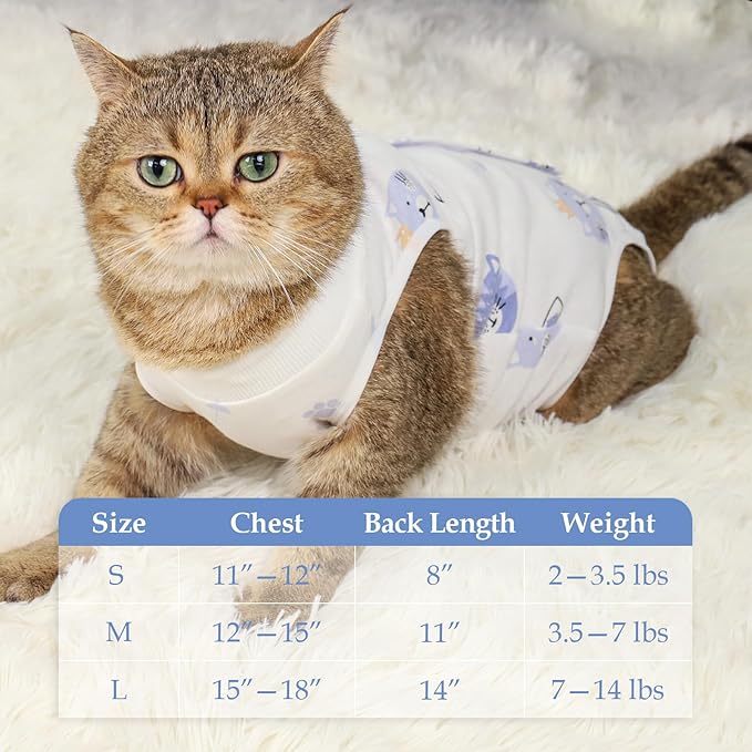 ANWA Cat Recovery Suit - Breathable Cat Onesie for Cats After Surgery Female, Kitten Surgery Recovery Suit Female Abdominal Wounds-PawvioPets