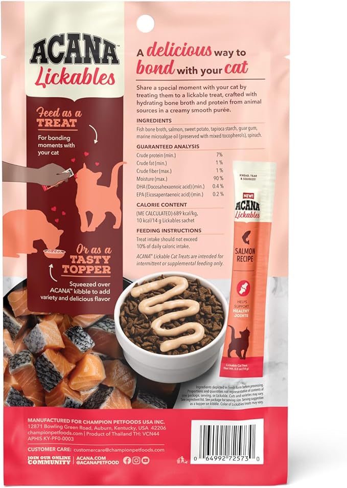 ACANA Lickables Cat Treats Salmon Recipe .5oz Tubes (5 Count)-PawvioPets