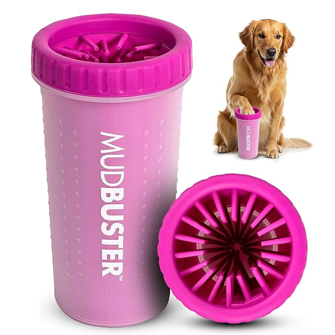 Dexas MudBuster Portable Large Dog Paw Cleaner, Fuchsia - Premium Pet Supplies and Accessories-PawvioPets