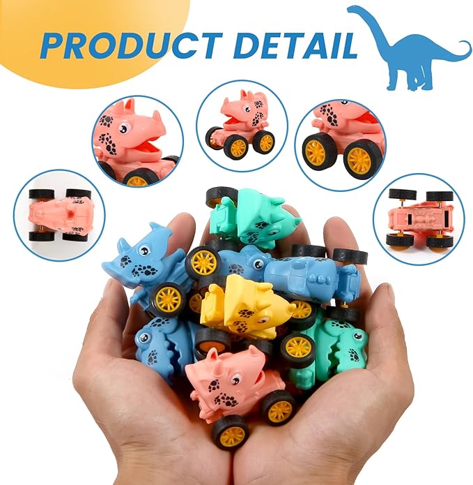 18Pcs Dinosaur Pull Back Cars Set for Kids Toddlers, Bulk Mini Racing Vehicles Toys Party Favors, Pinata Fillers, Goodie Bag Stuffers, Classroom Prizes for Boys Girls-PawvioPets