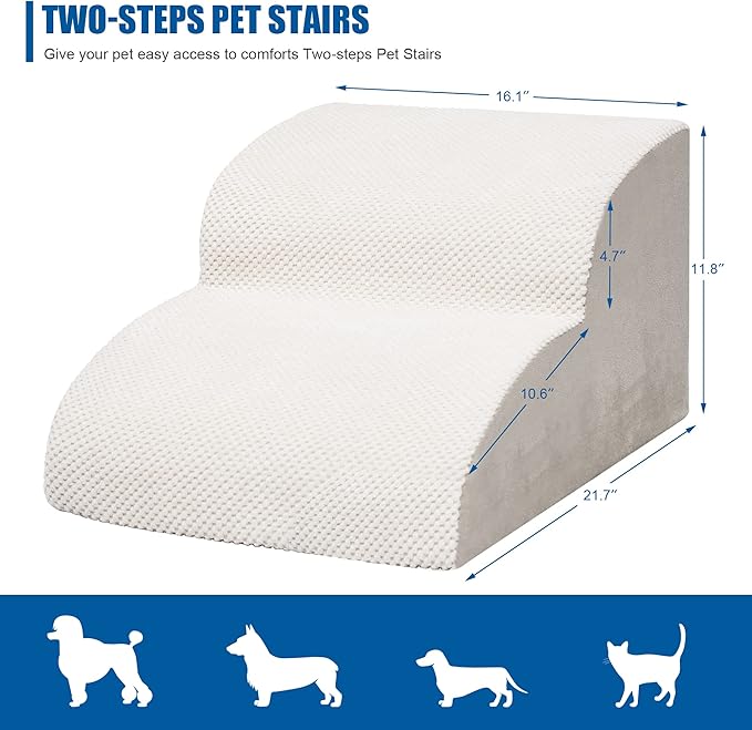 Dog Stairs for Small Dogs - High Density Foam Pet Steps, Extra Wide Dog Ramp with Non-Slip Bottom for High Beds, Couch and Sofa, Best for Dogs Injured, Older Doggy Cats-PawvioPets