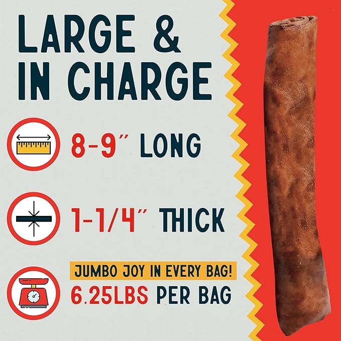 Canine Chews 8-9" Beef Basted Thick Rawhide Retriever Rolls - Pack of 25 Beef-Flavored Long-Lasting Dog Rawhide Chews - Protein-Dense Jumbo Rawhide Bones For Large Dogs - Treats for Aggressive Chewers-PawvioPets