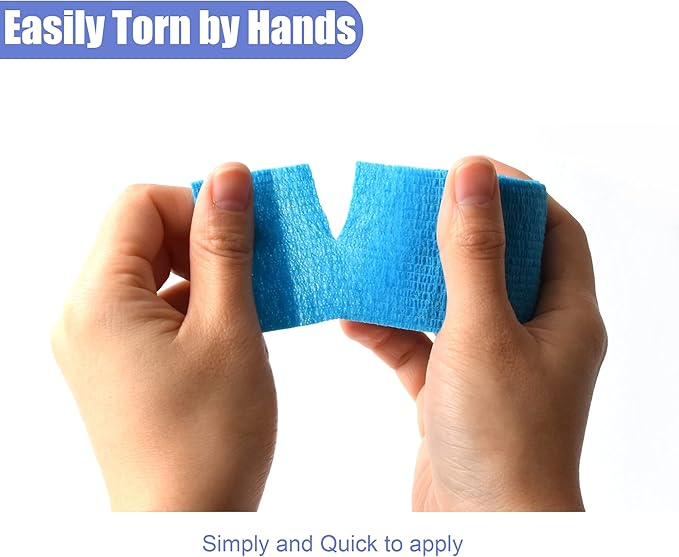 9 Pack 2" x 5 Yards Self Adhesive Bandage Wrap Self Stick Wrap for Ankle, Wrist, Finger, Sports, Breathable Cohesive Vet Tape for Pets (Light Blue)-PawvioPets