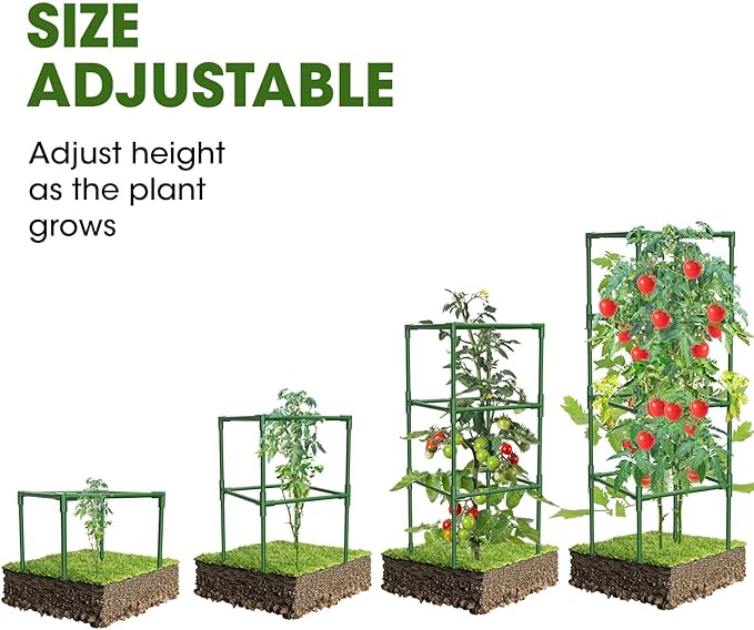 6 Pack Tomato Cages, 41.7" H Square Tomato Plant Stakes Support Cages Trellis for Garden Climbing Vegetables Flowers Fruits,Extra Bold-PawvioPets