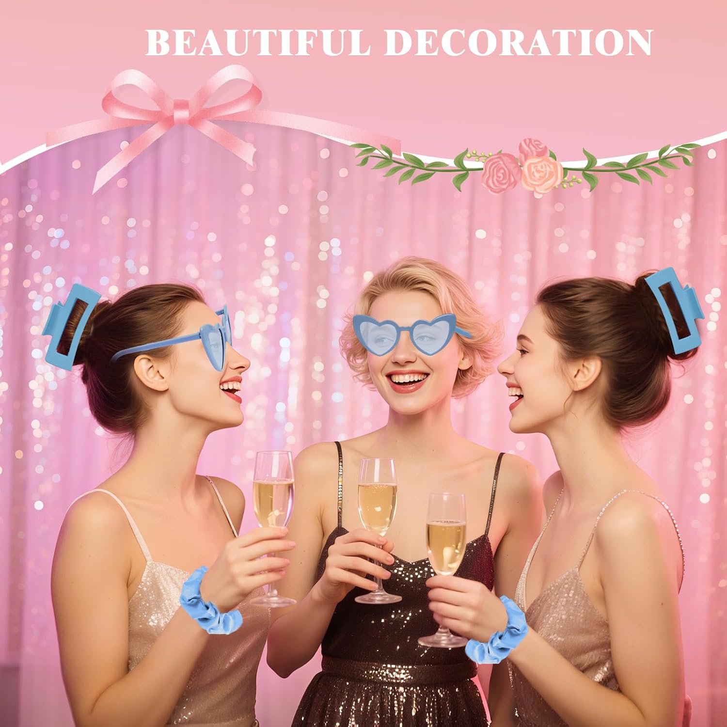 Dusty Blue Bridesmaid Proposal Gift Set, 8PCS Wedding Favors with Hair Claws, Scrunchies, Makeup Clips & Sunglasses, Birthday Gifts for Maid of Honor, Girls and Teens