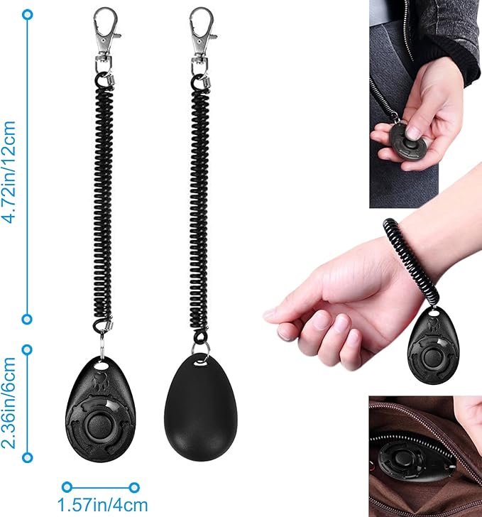 Dog Clicker for Training, 2 Pack Dog Training Clicker, Clicker Dog Training with Wrist Strap, Pet Training Clicker, Perfect for Dog Cat Puppies Behavioral Training (Black and Water Lake Blue)-PawvioPets
