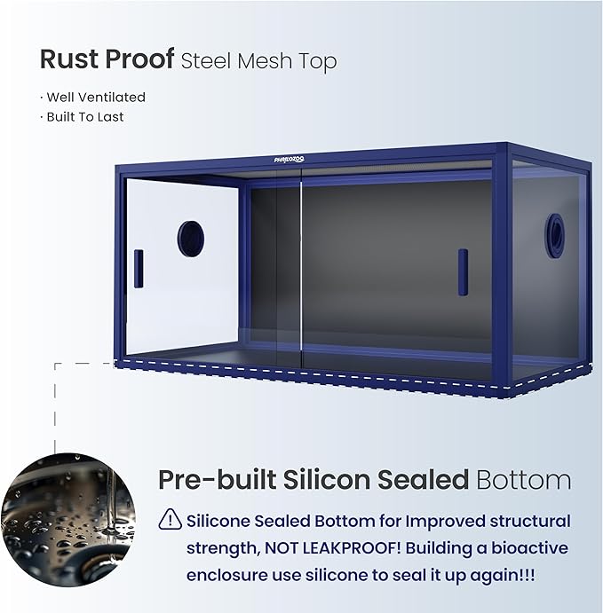 50 Gallon Bearded Dragon Tank, Reptile Enclosure for Easy Maintenance, Front Opening Reptile Tank with Top Screen Ventilation & Glass Sliding Door 36''x18''x18''-PawvioPets