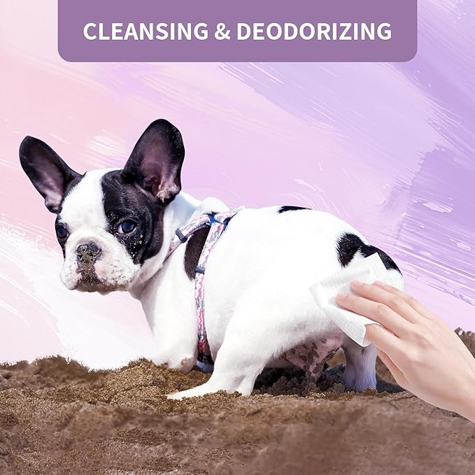 400 PCS Dog Wipes for Paws and Butt Hypoallergenic Pets Cleansing & Deodorizing Anal Gland Hygienic Puppy Wipes for Dogs Face and Body Wipes Cleaning Fur Doggie Wipes Doggy Wipes (Lavender)-PawvioPets