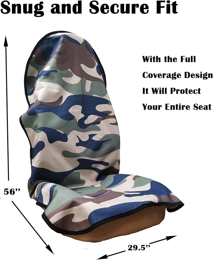 Car Seat Cover Protector Front Seats,for Gym Workout,Running,Swimming,Beach and Hiking,Waterproof Sweat Towel Bucket Seat Covers for Cars SUV Trucks (Camouflage, 2Pcs)-PawvioPets