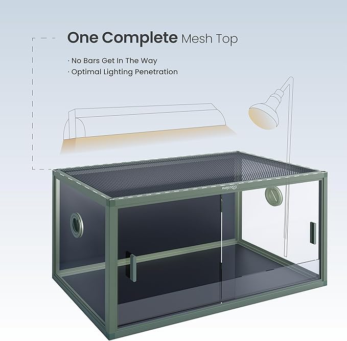 50 Gallon Bearded Dragon Tank, Reptile Enclosure for Easy Maintenance, Front Opening Reptile Tank with Top Screen Ventilation & Glass Sliding Door 36''x18''x18''-PawvioPets