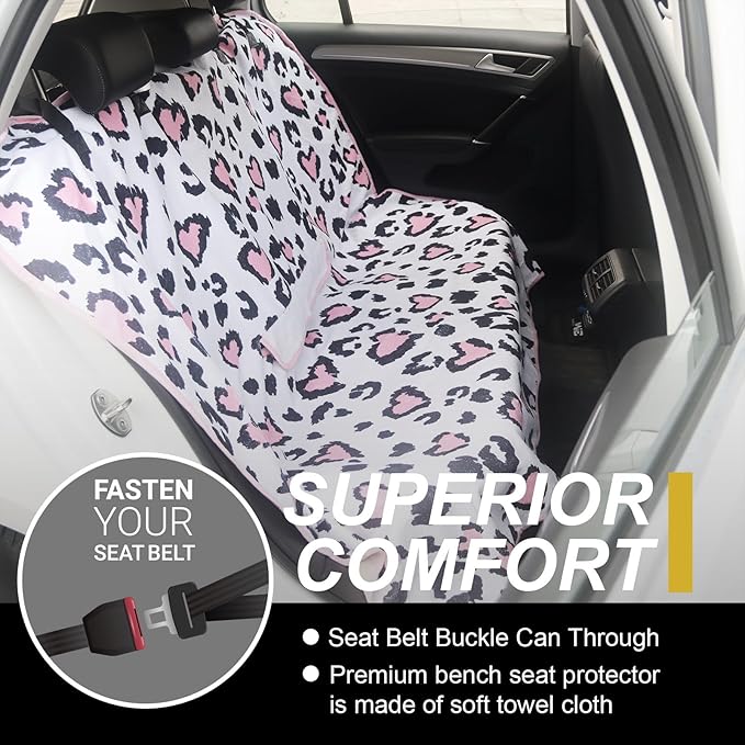 Back Seat Cover for Car Trucks Van SUV,Waterproof Rear Bench Towel Seat Covers for Dogs and Kids,Automotive Backseat Protector (Leopard Print)-PawvioPets